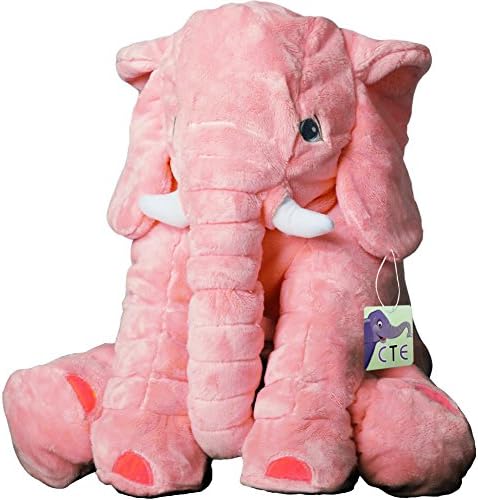 CTE 23.6inches Stuffed Elephant Soft Plush Toy Baby Pillow, Cuddly Comfortable Boby Pillow Cushion Best for Baby, Children, Boys or Girls (23.6 inches, Pink)