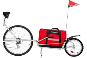 Maya Cycle One-Wheel Bicycle Cargo Trailer with Kickstand – Converts to Wheelbarrow, Includes Bag, Fits 18" to 700c Bikes