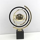 Modern Abstract Art Decoration, Gold and Black Metal Stand,Art Home Hotel Office Interior Decoration Pieces Flexible Rotating Tabletop Abstraction Globe Modern Style Figurines (Marble Globe)