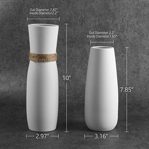 Opps White Ceramic Vases with differing Unique Rope Design for Home