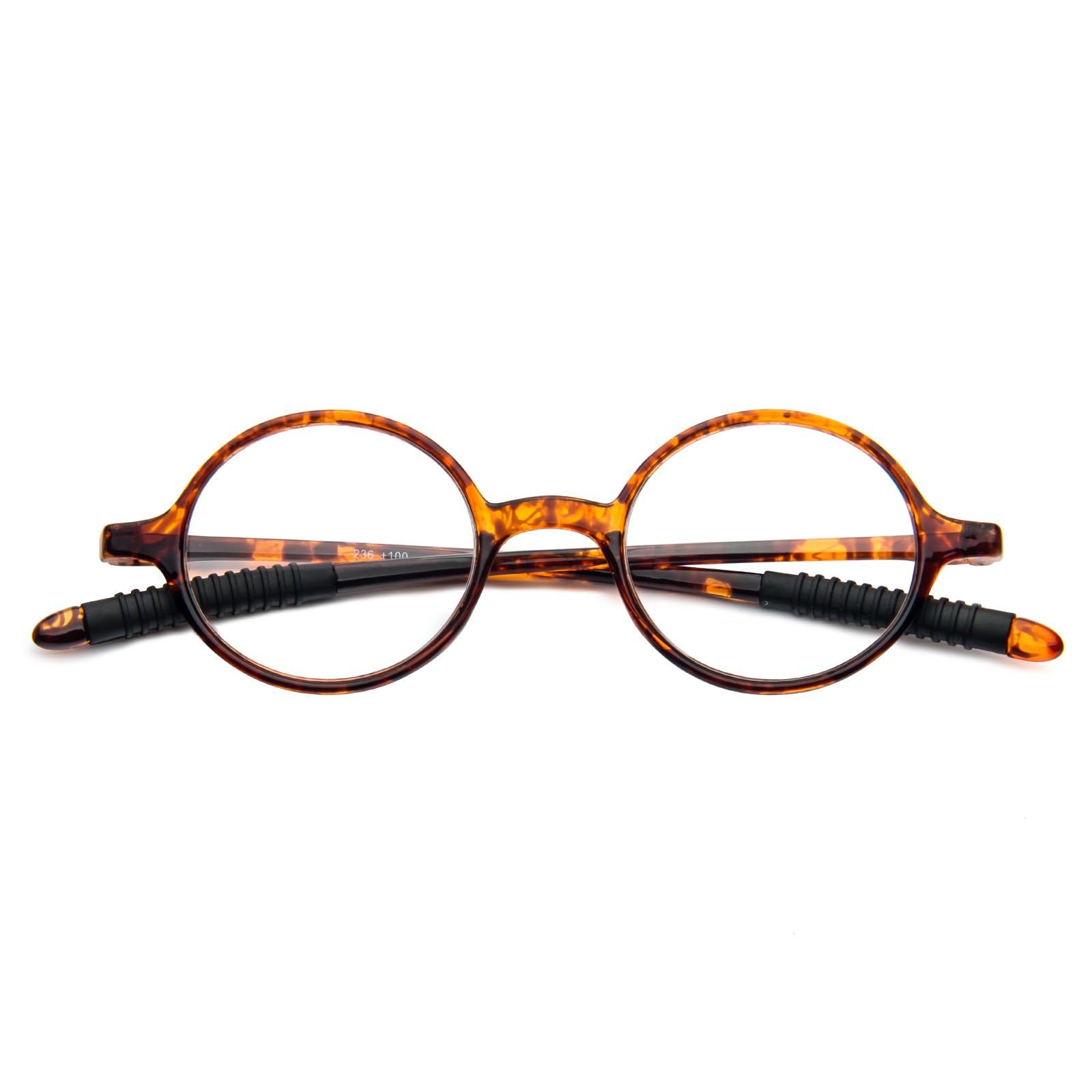KoKoBin Retro Reading Glasses for Men and Women Round Reader TR90 Full Rim Glasses (Leopard, 1, Dioptres)