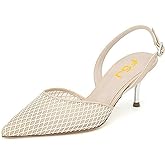 FSJ Women Crystal Studded Clear Pumps Sparkle Rhinestones Mid Low Heel Sandals Slingback D'orsay Pointed Toe Wedding Shoes Size 4-15 US