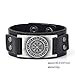Dawapara Vintage Nordic Viking Rune Vegvisir Compass Charm Cuff Bracelet for Men/Women Gift Jewelry (Black Wristband Antique Silver)