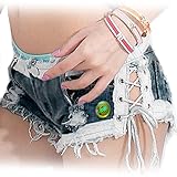 LOCOMO Sexy Mini Short Jeans Low Waist Fringed String Side Open Blue FFT225L