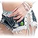 LOCOMO Sexy Mini Short Jeans Low Waist Fringed String Side Open Blue FFT225L