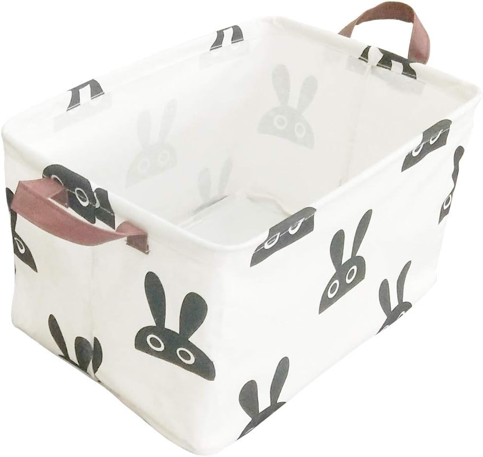BOOHIT Rectangular Storage Bin,Waterproof Coating Storage Baskets,Collapsible Toy Storage Bins with Handles,Shelf Organizer Bin,Toy Box（Rabbit)