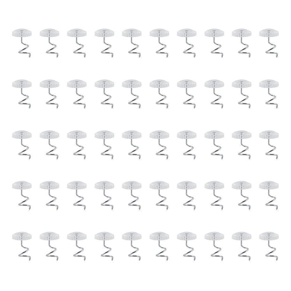 Walfront Upholstery Twist Pins, 50 Pcs, Clear, Plastic, Sheet-fasteners, for Repair & Decoration of Couch, Chair, Car Sofa, Headliner, Drapery