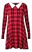 Forever Womens Plus Size Long Sleeves Collar Plain Tartan Check Swing Dress