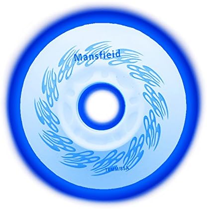 MANSFILED 85A PU Led Light Up Inline Skate Replacement Wheels without Bearings (Pack of 4) For Street Skate and Sliding Skate and FSK 72mm 76mm 80mm For Choose (Blue, 72mm)