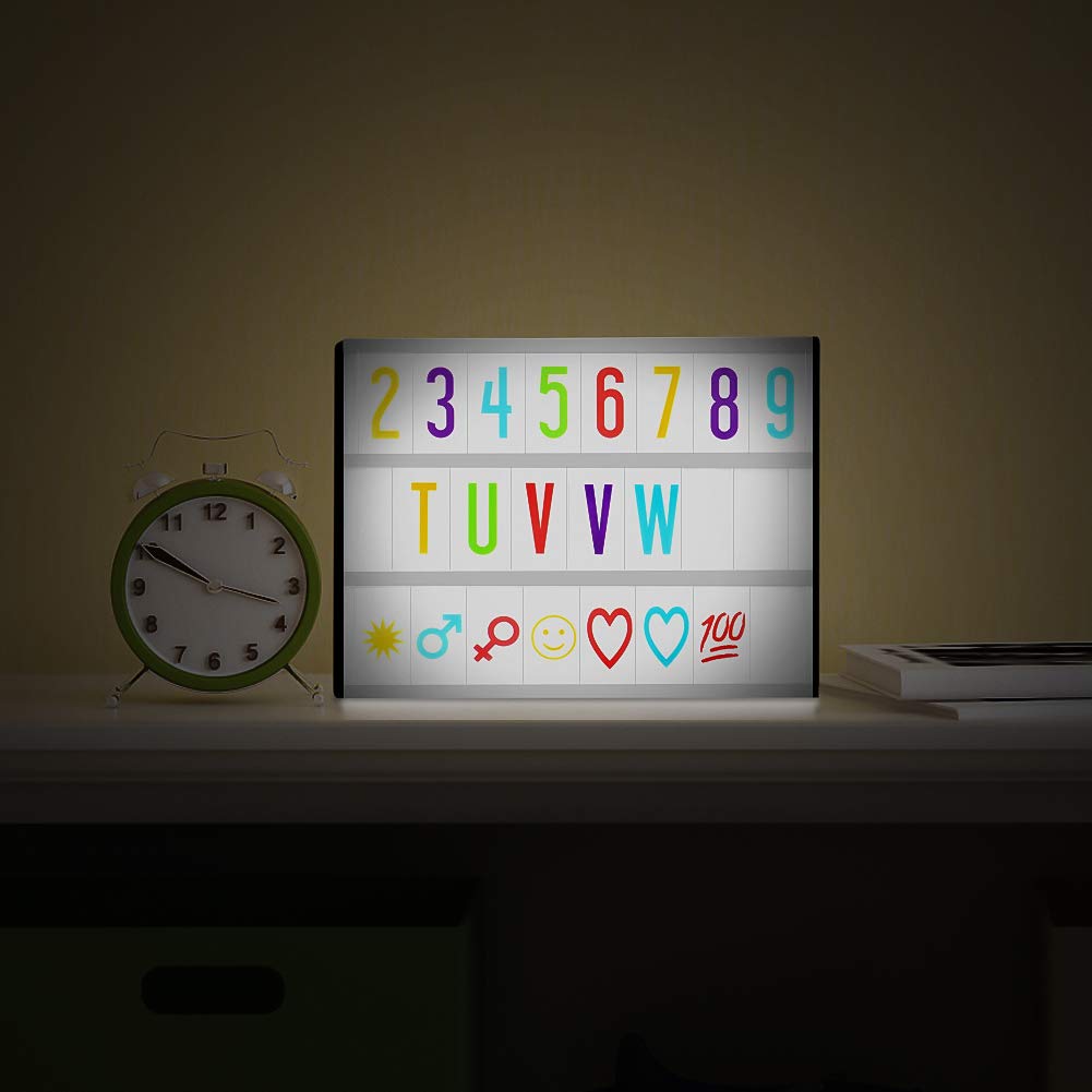 Wuddi Removable Colorful Cute Light Box Cards 98 Numbers, Symbols, Punctuation Tiles with 2 Blank Tiles for A4 Size LED Marquee Cinema Letter Sign Alphabet Box
