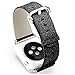 iiteeology Compatible with Apple Watch Band Women Girls, Genuine Leather Sparkly Bling Glitter iWatch Band for Apple Watch Series 4 Series 3 Series 2 Series 1 (38mm/40mm Black Band + Silver Connector)