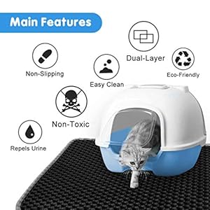 Tappetino Lettiera Gatto, Grande Tappeto per trapper per lettiera per gatti con impermeabile EVA doppio strato, Lavabile…