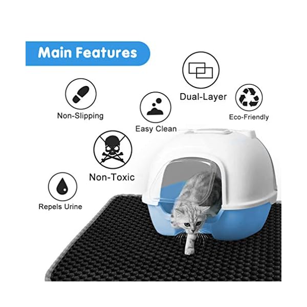 Tappetino Lettiera Gatto, Grande Tappeto per trapper per lettiera per gatti con impermeabile EVA doppio strato, Lavabile…