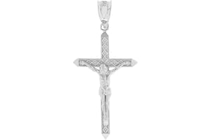 RELIGIOUS JEWELRY BY FDJ Religious Jewelry 925 Sterling Silver Artistic Cross Catholic Crucifix Pendant Necklace and Pendant Only