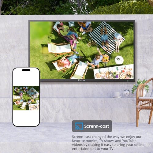 SYLVOX Outdoor TV, 43 inch Smart TV Waterproof Outdoor TVs, 4K Weatherproof Television for Outside, Support Google Assistant, Chromecast, 1000 nit Brightness Partial Sun (Deck Pro 3.0)