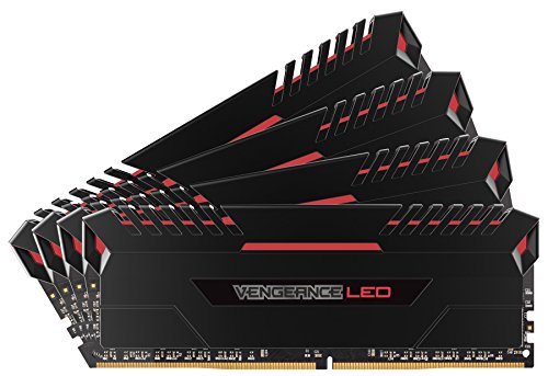 CORSAIR VENGEANCE LED 32GB (4x8GB) DDR4 2666MHz C16 Desktop Memory - Red LED