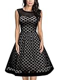 MissMay Women's Classy Polka Dot Crew Neck Pinup Swing A-line Dress
