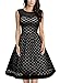 MissMay Women's Classy Polka Dot Crew Neck Pinup Swing A-line Dress