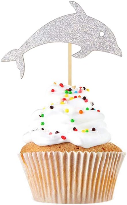 Napravi Rs Amosfun 12pcs Gateau De Dauphin Scintillant Choisit Des Fournitures De Parti De Decoration De Petit Gateau Caissettes De Decoration Pour Cupcakes Ustensiles A Patisserie