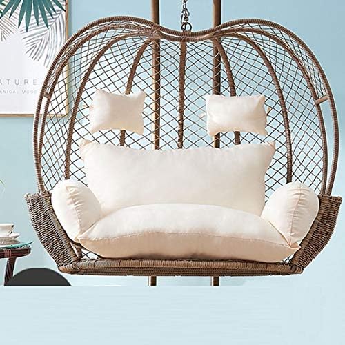 LRXHGOD Hanging Egg Chair Cushion Wicker Rattan Egg Chair Cushions Swing Seat Pad Thick Nest Chair Non-Slip Backrest with Pillow,A,110x150cm