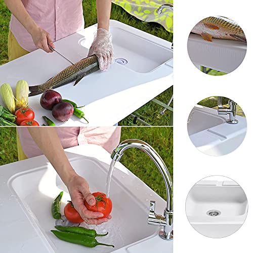 Fish Cleaning Table With Sink And Sprayer, Portable Folding Table