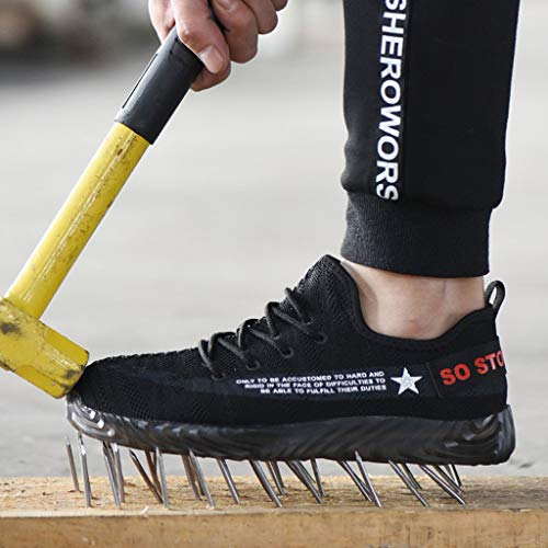 Women's Mens Steel Toe Safety Work Shoes, Casual Outdoor Athletic Slip Resistant Fashion Sports Sneakers Gray - Thumbnail 5