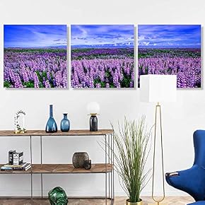 3 Panel Romantic Lavender Pictures Home Wall for...