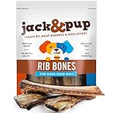 Jack&Pup Premium Grade Roasted Beef Ribs Dog Bone Treats (8 Pack) - 7" Long All Natural Gourmet Dog Treat Chews - Savory Smoked Beef Flavor