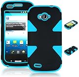 Bastex Heavy Duty Hybrid Case for ZTE savvy Z750C - Sky Blue Silicone with Black Hard Shell
