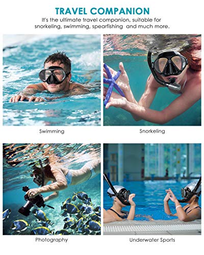 POPCHOSE Snorkel Set, Silicone Snorkeling mask Set for Adults and Youth, Foldable Snorkel Anti-Fog Anti-Leak Adjustable Diving Mask Gear Mesh Bag for Snorkeling, Diving, Swimming - Thumbnail 6
