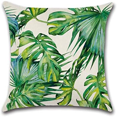 OUREIDOO Tropical Plants Palm Leaf Green Leaves Cushion Covers Cushion Cover Decorative Linen Pillow Case