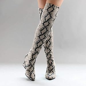 snakeskin thigh high boots