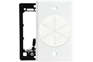 DIYTECH Grommet Wall Plate – Cable Pass Through Plate for In-Wall Cable Management, Wire Concealment for TV, HDMI, Ethernet, Speaker, and Home Theater Systems - White (White)