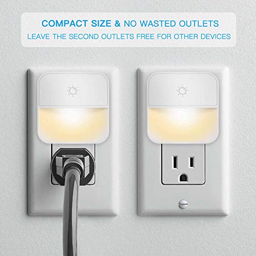 Plug-in Night Light, POWRUI Warm White LED Nightlight Lamp with Touch Sensor with 4-Level Adjustable Light and Dusk-to-Dawn Sensor for Hallway, Kitchen, Bathroom, Bedroom, Stairs, 6-Pack - Thumbnail 3