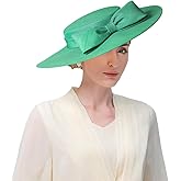 Wide Brim Hats for Women Big Bowknot Formal Occasion Kentucky Cap Lady Wedding Cocktail Party Flat Top Fedoras