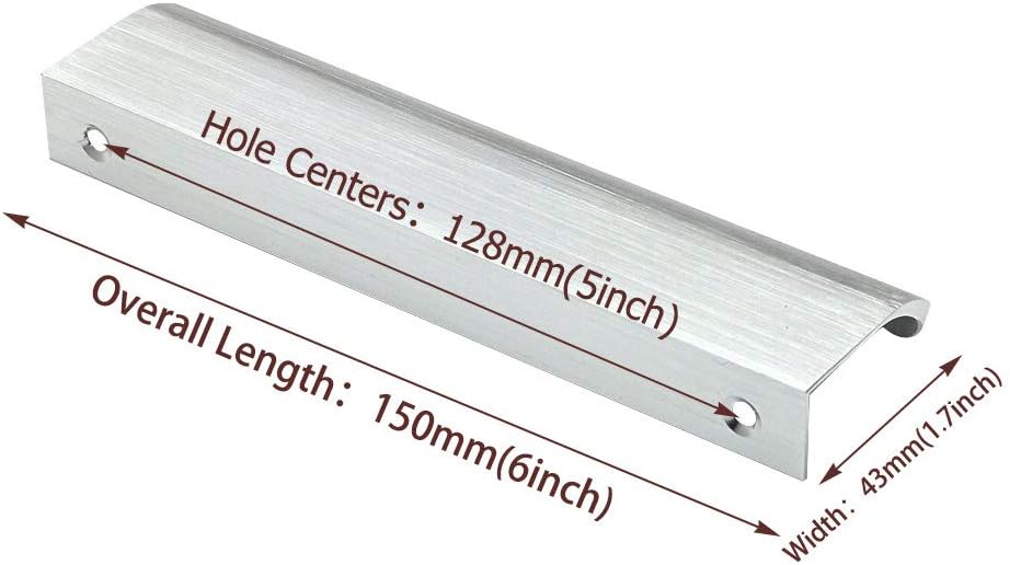 LONTAN 10 Pack Brushed Nickel Kitchen Cabinet Handles 128mm - Drawer, Cupboard, Door, Wardrobe, Invisible Handles - Aluminum Alloy - Image 3
