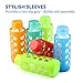 Aquasana Rainbow Silicone Sleeves with Matching Lids, fits Aquasana Brand 18oz Glass Water Bottles, 6-pack,Black