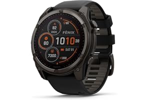 Garmin fēnix® 8 – 51 mm, Solar, Sapphire, Premium Multisport GPS Smartwatch, Long-Lasting Battery Life, Dive-Rated, Built-in LED Flashlight, Carbon Gray DLC Titanium with Pebble Gray Band