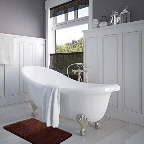 Memory Foam Shag Bath Mat Makaor Luxurious Absorbent Soft Bathroom Shower Rug Floor Non Slip Mat (Coffee, Size: 40cmx 60cm/15.8"x23.6")