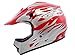 TMS Youth Kids Red Flame ATV Motocross Dirt Bike Off-Road MX Gear Helmet DOT (Large)