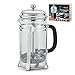French Press Coffee Maker - Heat Resistant Borosilicate Glass Pot and Stainless Steel Triple Filter - Bonus Strainers, Spoons, Cleaning Brush and Gift Box - 8 Cups - by HomeEquip