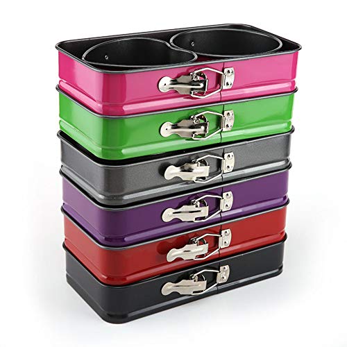 3pcs Set of Square Round Heart-shaped Mini Cake Molds, Teflon Non-stick Layer, Baking Mould, Carbon Steel Baking Pan, Kitchen Tools, Big Red