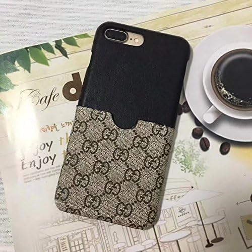 iPhone7/8 Plus -US Fast Deliver Guarantee FBA- Luxury PU Leather Style Case Cover for Apple iPhone 7 Plus iPhone 8 Plus Only (Black &amp; GU Monogram)