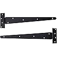 Merriway BH01991 (2 Pcs) Heavy Duty Strap Tee Hinges, Black Japanned 400 mm (16 Inch) - Pack of 2 Pieces