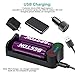 18650 Charger 2 Slot BESTON USB Smart Battery Charger for 3.7V li-ion 18650 16340 16650 17650 17670 18350 18490 18500 20700 21700 26650 Rechargeable Battery