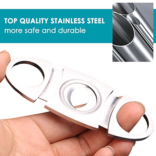 Cigar Cutters 2pcs/pack- Smoking Accessories- maxin Stainless Steel Double Guillotine Cutter Blades Perfect for Robustos and Churchill Cigars.