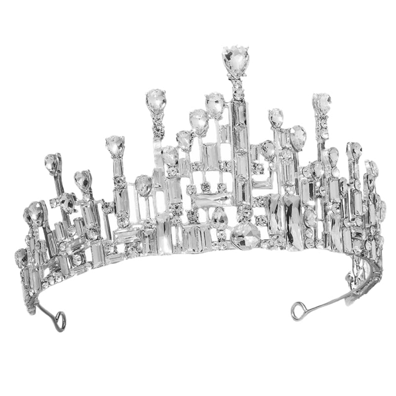 Lurrose Silver Rhinestone Baroque Crown Ice Snow Crown Vintage Gothic Wedding Tiara for Women Bride Birthday Party Prom Halloween Christmas