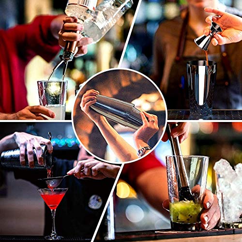 JJZXD Bartender KIT-Edelstahl Bartender-Werkzeuge mit Mischglas, Barlöffel, Sieb Cocktail Shaker Set – Bild 4