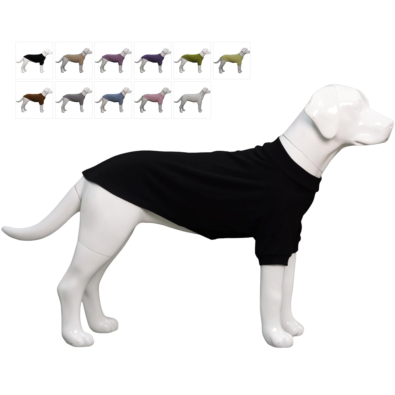 Lovelonglong Ribbed Dog T-shirt Cotton Knitted Dog Sweaters for All Season Pet T-shirts for Large Medium Small Dogs Black XL
