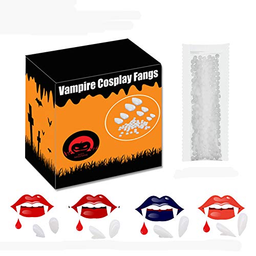 Vampire Teeth Fangs with Adhesive,4 Size Werewolf Sharp Fox Horror